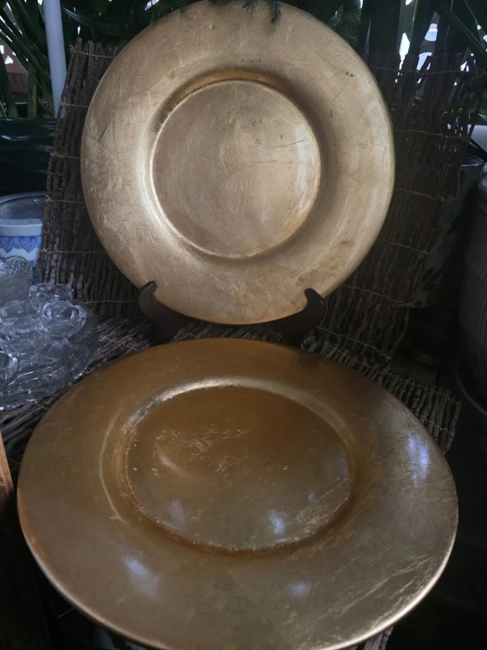 2 Pier 1 Gold Decorative Charger Plates Elegant Home Dining Accent 13